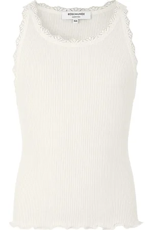 Rosemunde Top - Silke/Bomuld - New White m. Blonder