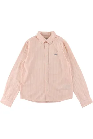 GANT Skjorte - Oxford - Coral Apricot/Hvidstribet