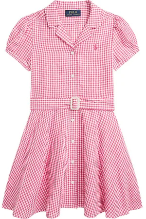 Ralph Lauren Kjole - Gingham - HÃ¸r - Pink/Hvidternet