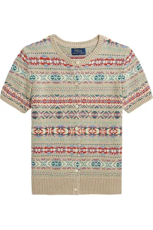 Ralph Lauren Cardigan - Bomuld/Uld - Beige/Multifarvet