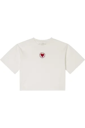 Stella McCartney T-shirt - Cropped - Hvid m. Hjerte