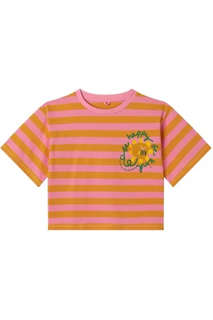 Stella McCartney T-shirt - Pink/Orangestribet m. Print