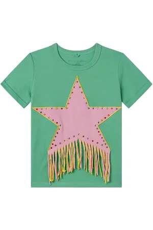 Stella McCartney T-shirt - GrÃ¸n/Rosa m. Similisten/Frynser