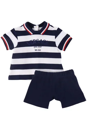 VERSACE Polo/Shorts - Navy/Hvidstribet