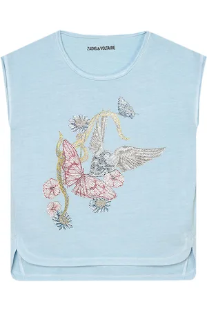 Zadig & Voltaire T-shirt - Angel - LyseblÃ¥ m. Blomster/Similist
