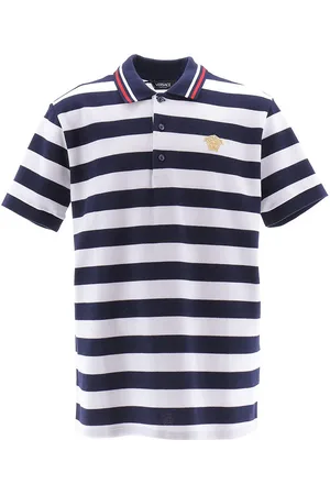 VERSACE Polo - Navy/Hvidstribet m. Tekst