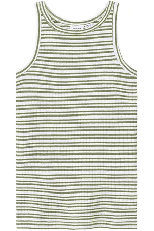 NAME IT Top - NkfHobine - Oil Green/Bright White