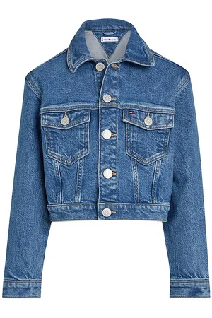 Tommy Hilfiger Jakke - Cropped - Trucker - Midsaltpepper