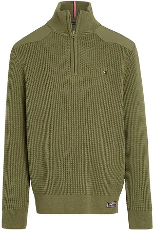 Tommy Hilfiger Bluse - Strik - Utility Half Zip - Utility Olive