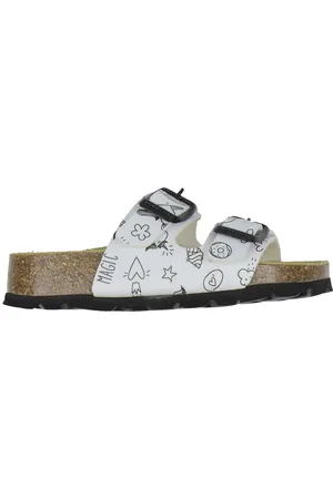 Superfit Sandaler - Fussbettpantoffel - Hvid/Sort m. Print