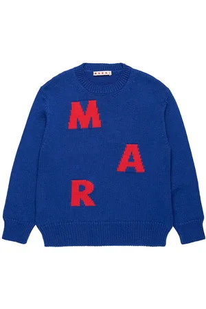 Marni Bluse - Bomuld/Uld - True Blue m. RÃ¸d