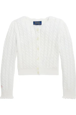 Ralph Lauren Cardigan - Strik - Hvid m. HulmÃ¸nster