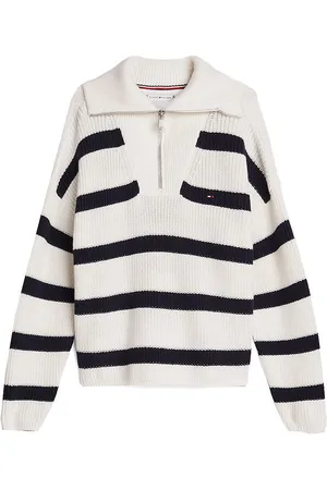 Tommy Hilfiger Bluse - Strik - Half Zip - Blue Stripe