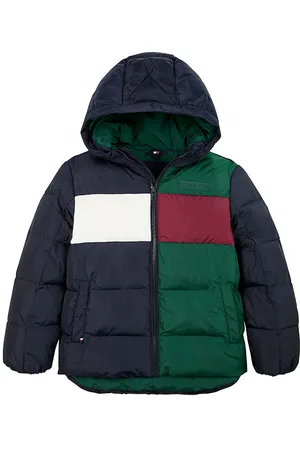 Tommy Hilfiger Dynejakke - Colorblock - Ornamental Green/Rouge/B