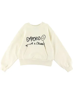 Emporio Armani Sweatshirt - Cropped - Vanilla Ice m. Sort