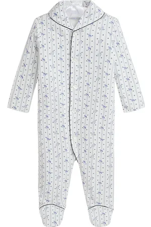 Ralph Lauren Natdagt - Hvid/BlÃ¥stribet m. Dyr
