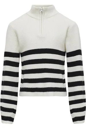ONLY Bluse - Half Zip - Noos - KogFranca - Cloud Dancer/Bla