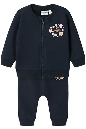 NAME IT SweatsÃ¦t - NbfVrillie - Dark Sapphire m. Blomster
