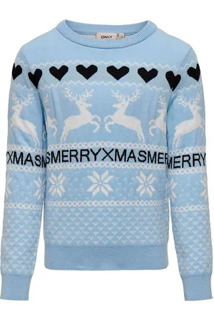 ONLY Bluse - Strik - KogMerry Xmas - Cashmere Blue/Merry Xm