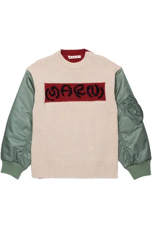 Marni Bluse - Uld/Nylon - Beige/RÃ¸d/ArmygrÃ¸n