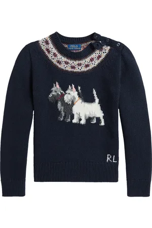 Ralph Lauren Bluse - Strik - Navy m. Hunde