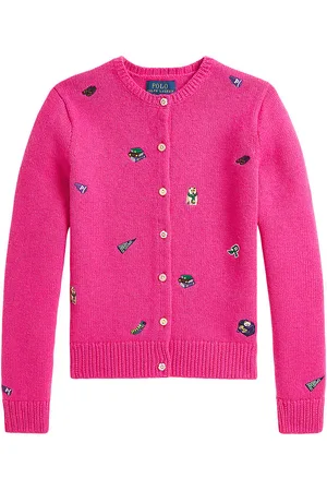 Ralph Lauren Cardigan - Uld - Colge Pink m. Broderier