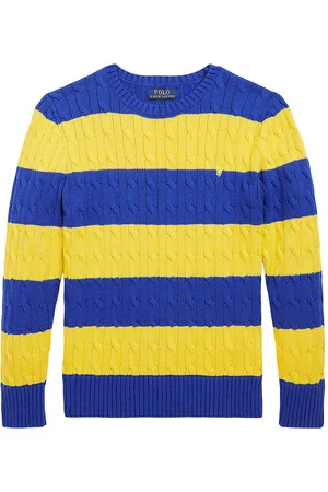 Ralph Lauren Bluse - Strik - BlÃ¥/Gul