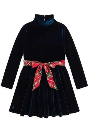Ralph Lauren Velourkjole - Navy m. RÃ¸d