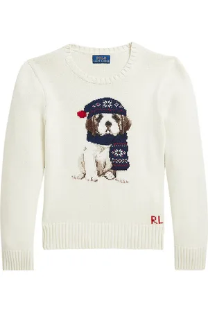 Ralph Lauren Bluse - Uld - Hvid m. Hund