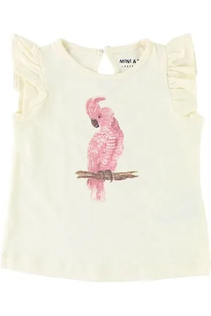 Mini A Ture T-shirt - Decia - Hvid m. PapegÃ¸je