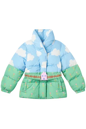 Stella McCartney Dynejakke - BlÃ¥/GrÃ¸n m. Skyer