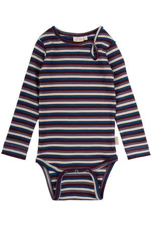 Petit Piao Body l/Ã¦ - Rib - Modal - Dark Cherry Multi Stripe