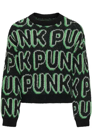 ONLY Bluse - Strik - KogPunk - Black/Green Bee/Laurel Gree