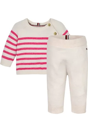 Tommy Hilfiger SÃ¦t - Bluse/Bukser - Strik - Ivory Petal/Stripe