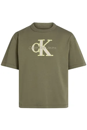 Calvin Klein T-shirt - Outlined Fleece Mono - Dusty Olive