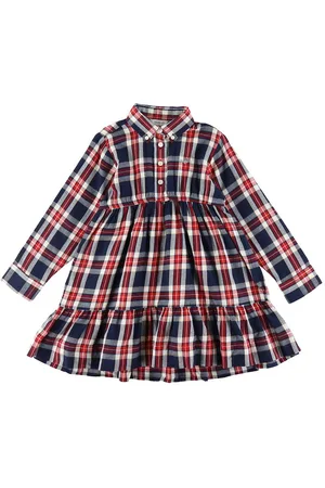 GANT Kjole - Checked Flannel - Evening Blue