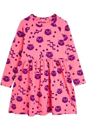 Mini Rodini Kjole - Squiggly Cats AOP - Pink