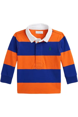 Ralph Lauren Polobluse - Orange/BlÃ¥stribet