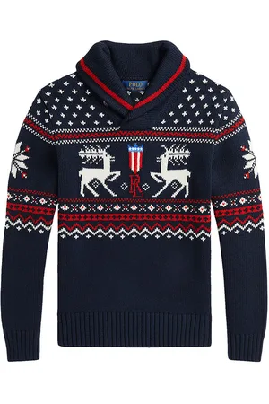 Ralph Lauren Bluse - Bomuld/Uld - Navy m. MÃ¸nster