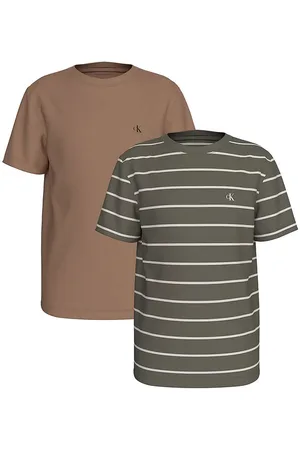 Calvin Klein T-shirts - 2-pak - Tea Time/Dusty Olive Stripes