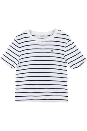 GANT T-Shirt - Striped Shield Slim - Rib - Eggshell