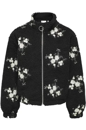 ONLY Fleecejakke - KogValentina - Sort m. Blomster