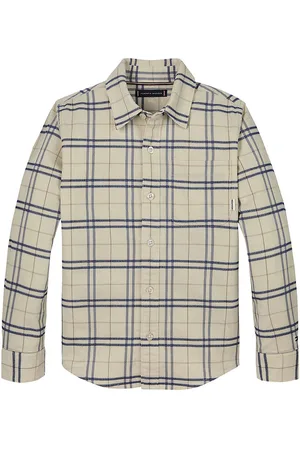 Tommy Hilfiger Skjorte - FlÃ¸jl - Classic Beige/Navyternet