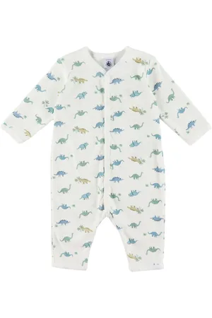 Petit Bateau Natdragt - Marshmallow/BlÃ¥ m. Dinoer
