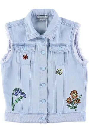 Stella McCartney Denimvest - LyseblÃ¥ m. Broderi