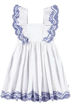 Molo Kjole - Clementine - Crisp White m. Broderinger
