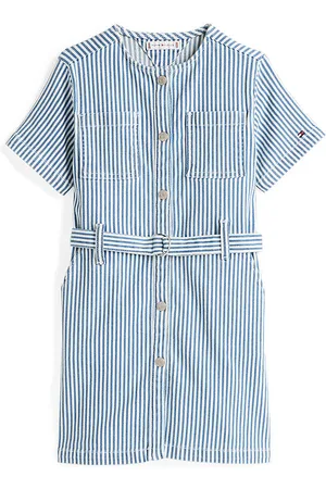 Tommy Hilfiger Kjole - Striped Denim - BlÃ¥/Hvid