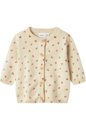 NAME IT Cardigan - Strik - NbfBicher - Summer Sand m. KirsebÃ¦r