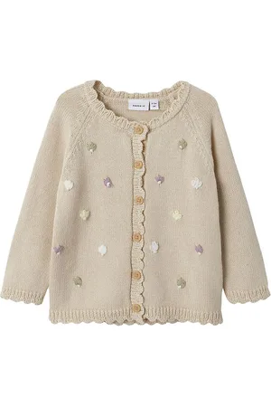NAME IT Cardigan - Strik - NbfBilili - Summer Sand m. Blomster