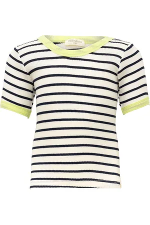 Minimalisma Bluse - Rib - Silke/Bomuld - Ben - Sailor/Lime